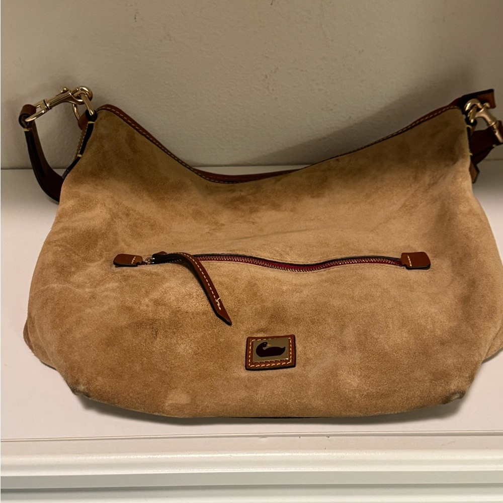 Dooney & Bourk Tan Suede Tote 👜 14 in. wide x 12 inches in height.